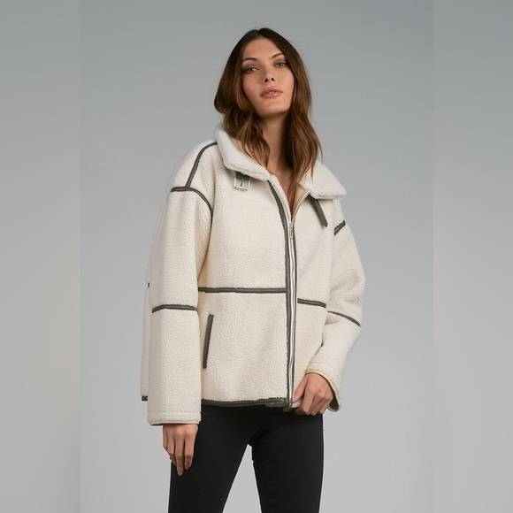 Faux shearling JCL aviator jacket with contrast trim, size M/L (worn once only) - Picture 3 of 11